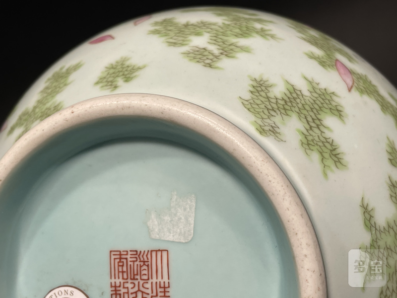 清道光 粉彩落花流水游鱼图瓶 - 图12